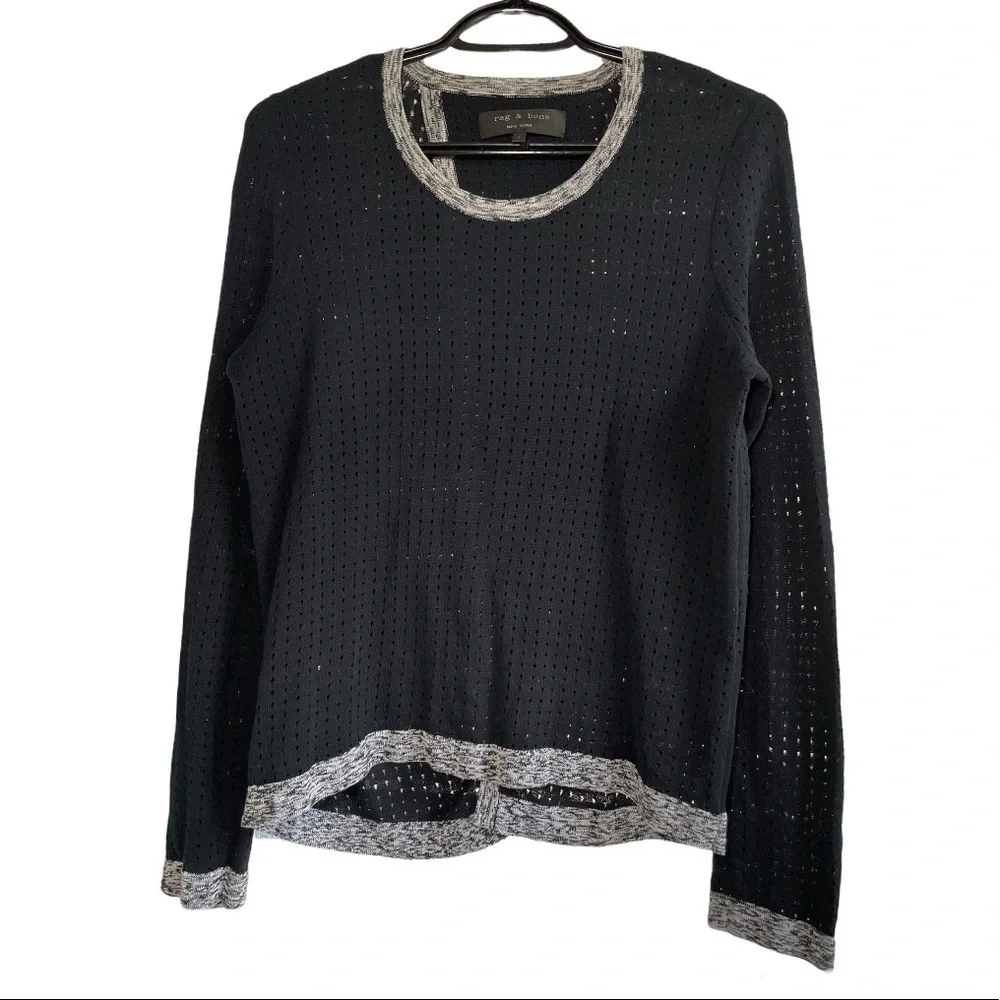 RAG & Bone Ariana Perforated Split-Back Sweater size S